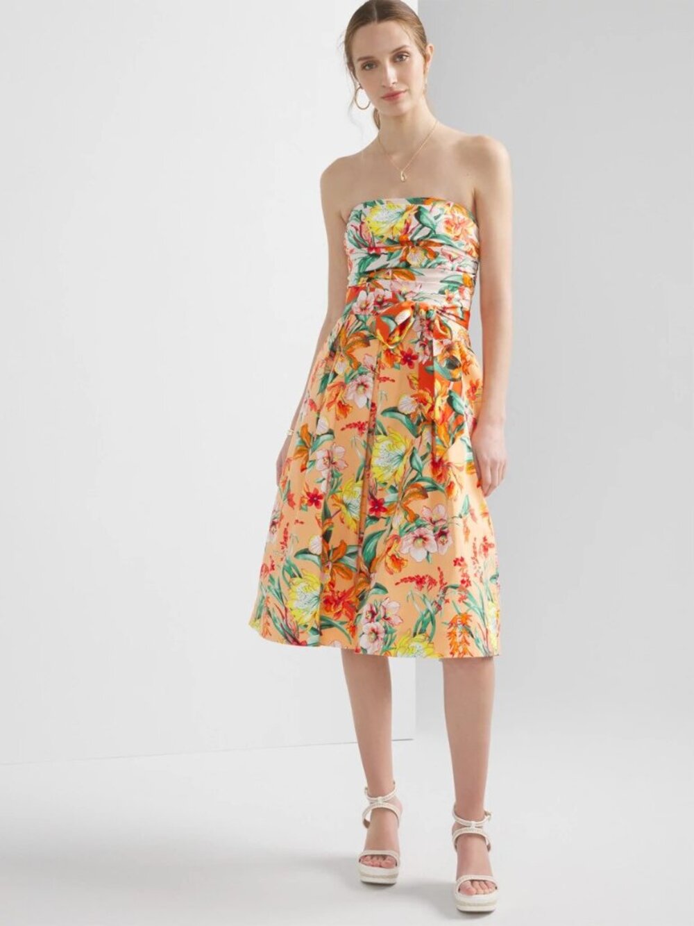 White House Black Market Tropical Bustier Dress